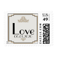 Art Deco Gold Posh Wedding Love Stamp Stamps