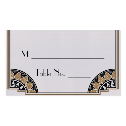 Art Deco Gold Posh Wedding Place Cards Business Card (front side)