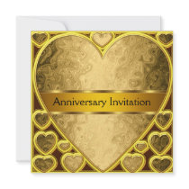 Art  Deco Gold Wedding Anniversary Invitation