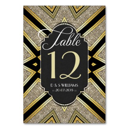 Art Deco Goldy Wedding Table Number Cards Table Card