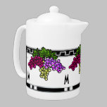 Art Deco Grapes - Monogrammed (Teapot) teapots