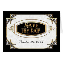 Art Deco Great Gatsby Style Typography n Lace Gold Card