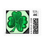 Art deco green shamrock postage stamps