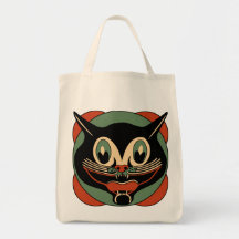 Art Deco Halloween Cat Tote Bag