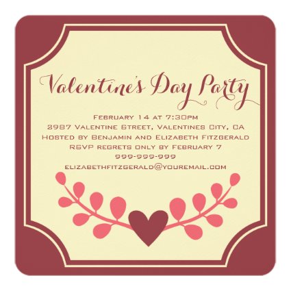 Art Deco Heart Flourish Valentines Party Custom Announcement