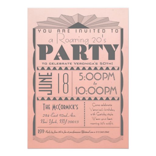 Art Deco Invitation - Gatsby Style- Custom Text