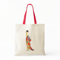 Art Deco Lady in formal Gown Tote Bags