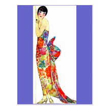 Art Deco Lady in formal Gown Post Cards