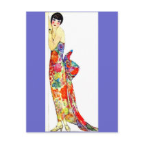 Art Deco Lady in formal Gown postcards