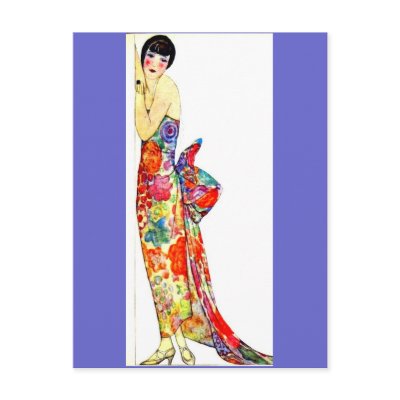 Art Deco Lady in formal Gown Post Cards by msdespina