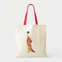 Art Deco Lady in formal Gown Tote Bags