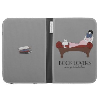 Art Deco Lady & White Cat Book Lovers Kindle Case