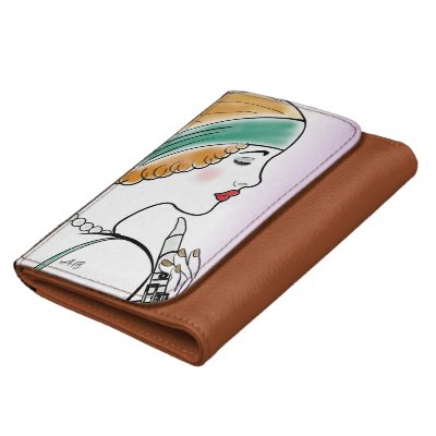 Art Deco Lady with Clarinet Monogrammed Wallet
