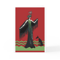Art Deco Lady with Dog cards by zadajeanne Art Deco Lady with Dog cards