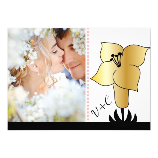 Art Deco Lily Modern Typography Wedding Invite