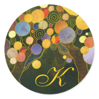 Art Deco Love Trees Wedding Favour Monogram Sticker