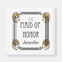 Art Deco Maid of Honor in Black and Gold Magnet