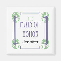 Art Deco Maid of Honor in Purple and Green Magnets