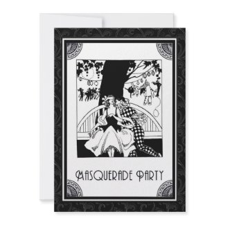 Art Deco Masquerade Party in Black and White invitation