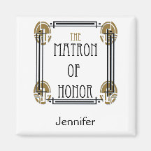 Art Deco Matron of Honor in Black and Gold Refrigerator Magnets