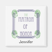 Art Deco Matron of Honor in Purple and Green Fridge Magnet