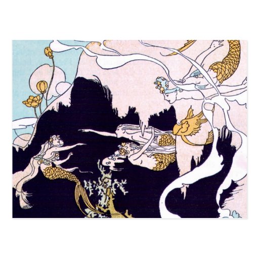 Art Deco Mermaids Postcard Zazzle 