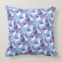 Art Deco Metro Retro Pretty Blue Purple Pattern Throw Pillows