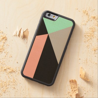Art Deco Mint, Peach, and Black Carved® Maple iPhone 6 Bumper