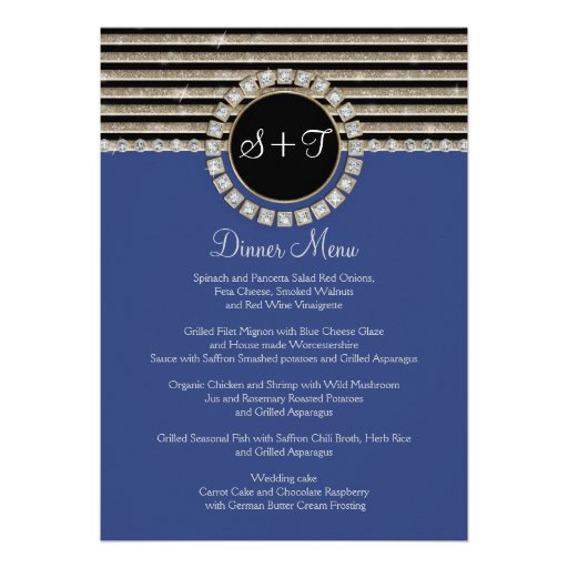 Art Deco Modern Horizontal Stripe Glitter Look Invite