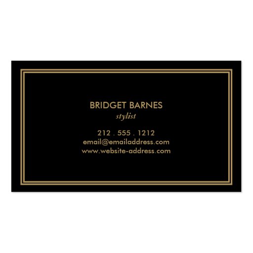 ART DECO MONOGRAM INITIAL LOGO in GOLD and BLACK Business Card Template (back side)