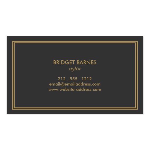 ART DECO MONOGRAM INITIAL LOGO in GOLD and GRAY Business Card Templates (back side)
