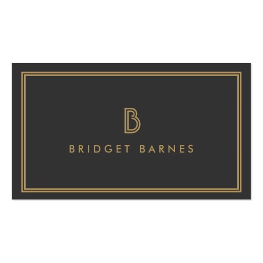 ART DECO MONOGRAM INITIAL LOGO in GOLD and GRAY Business Card Templates (front side)