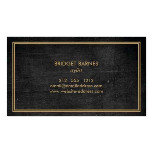 ART DECO MONOGRAM INITIAL LOGO in GOLD on DK WOOD Business Card Template (back side)