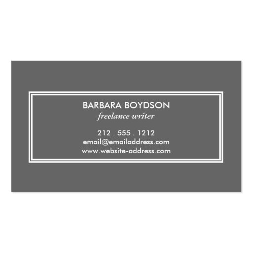 ART DECO MONOGRAM INITIAL LOGO in GRAY and WHITE Business Cards (back side)