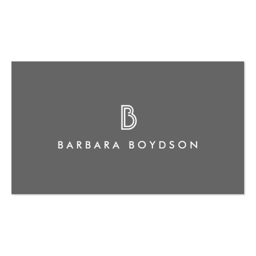 ART DECO MONOGRAM INITIAL LOGO in GRAY and WHITE Business Cards (front side)