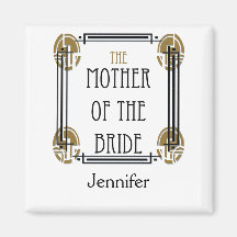 Art Deco Mother of the Bride in Black and gold Refrigerator Magnets