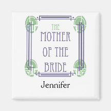 Art Deco Mother of the Bride in Purple and Green Refrigerator Magnet