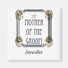 Art Deco Mother of the Groom in Black and Gold Fridge Magnet
