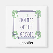 Art Deco Mother of the Groom in Purple and Green Refrigerator Magnets