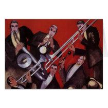 Art Deco Musical Band Jamming Greeting Cards