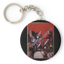 Art Deco Musical Band Jamming Key Chains