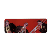 Art Deco Musical Band Jamming Return Address Label