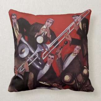 Art Deco Musical Band Jamming Pillow