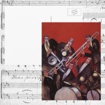 Art Deco Musical Band Jamming Postcard