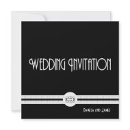 Art Deco Noir Chic Black and White Formal invitation