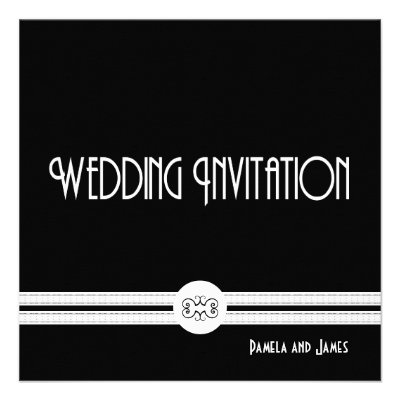 Art Deco Noir Chic Black and White Formal Custom Invitations
