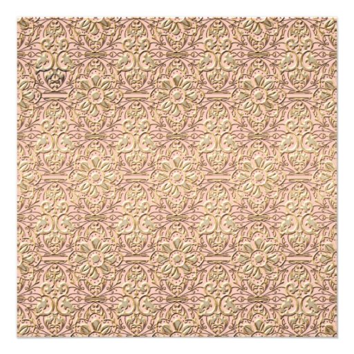 Art Deco Nouveau Faux Gold Floral Damask Lace Personalized Invitations