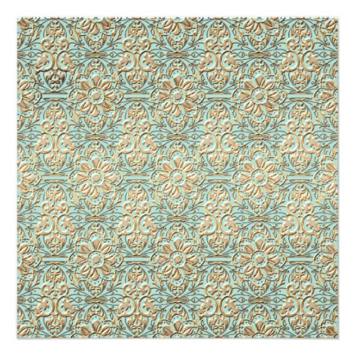 Art Deco Nouveau Faux Gold Floral Damask Lace Personalized Invitation