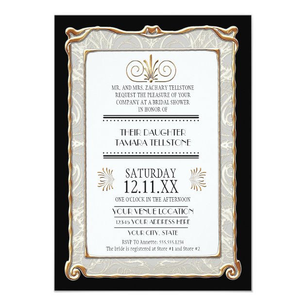 Art Deco Nouveau Gatsby Style Gold n Lace Look Card