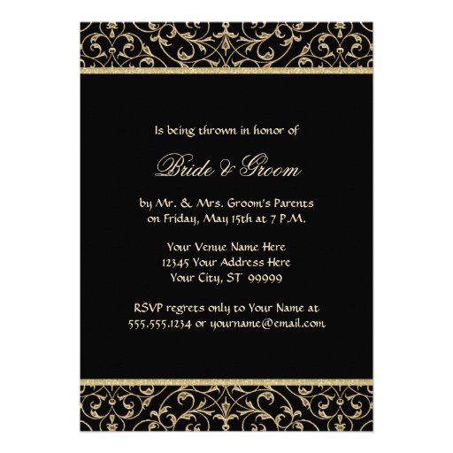 Art Deco Nouveau Lace Damask Golden Calligraphy Personalized Announcements
